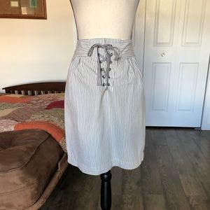 FRENCH CONNECTION striped lace-up a-line skirt